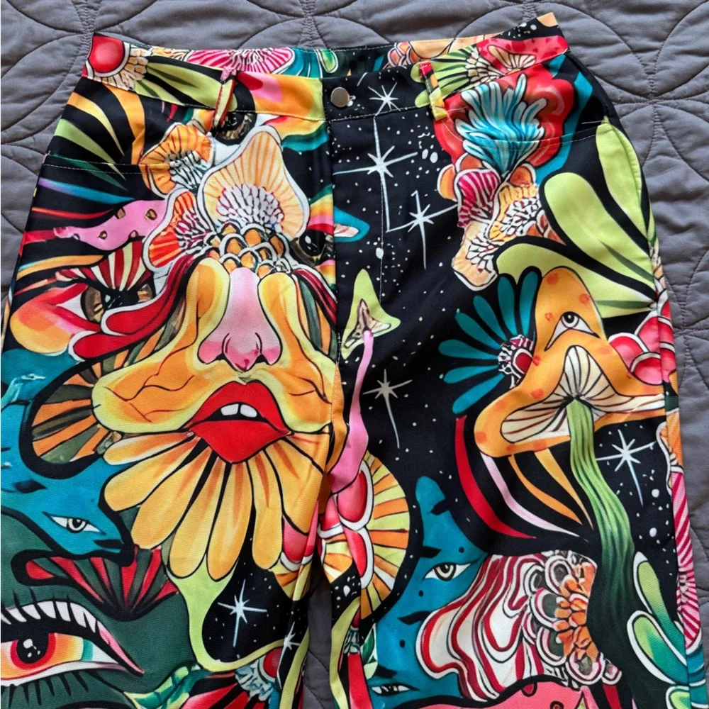 Vibrant Multicolor Abstract Art Pants - Picture 3 of 5